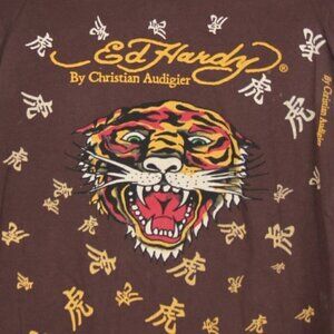 Ed Hardy Christian Audiger Hollywood Tiger T-Shirt, Women's Large